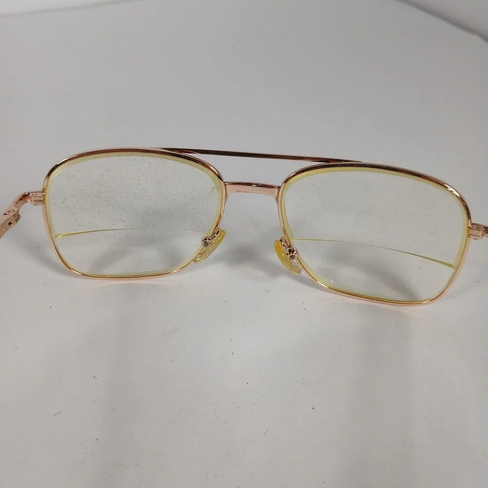 Vtg Gallery G513 54-18 140mm 80s Style Metal Aviator Eyeglasses Frame